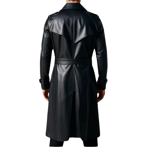 Trench en cuir homme cuir agneau noir modèle tribaly
