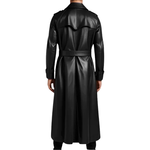 Trench long en cuir homme cuir agneau noir modèle Marlon