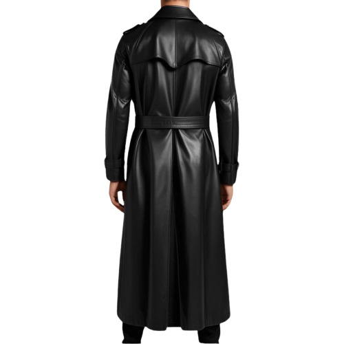 Trench long en cuir homme cuir agneau noir modèle Marlon