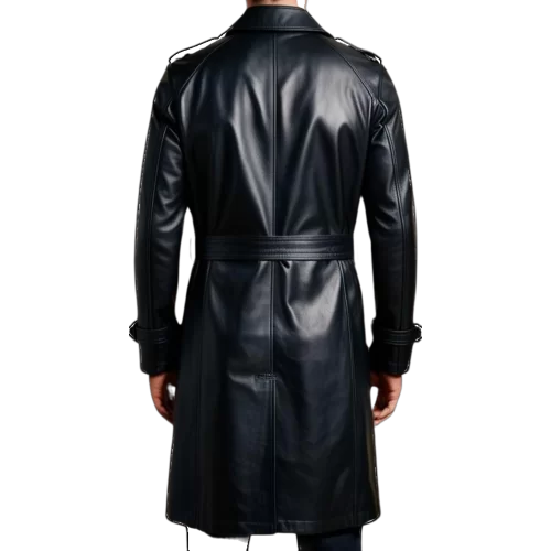 Manteau Trench en cuir homme cuir agneau noir modèle Roberto