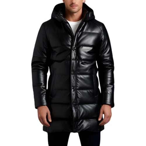 Doudoune cuir longue