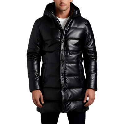 Doudoune cuir longue
