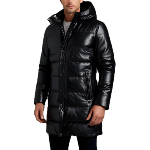 Doudoune cuir longue