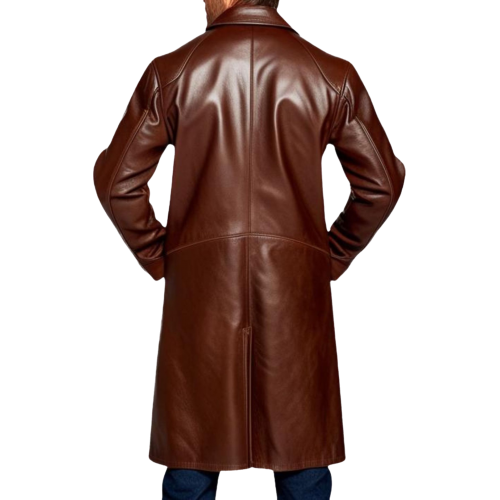 Manteau en cuir agneau homme cuir marron  modèle brocialo