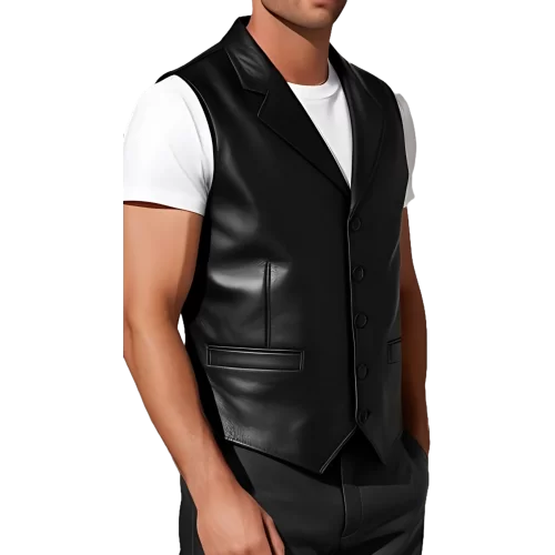 Gilet cuir homme en agneau noir tout cuir modèle Balot