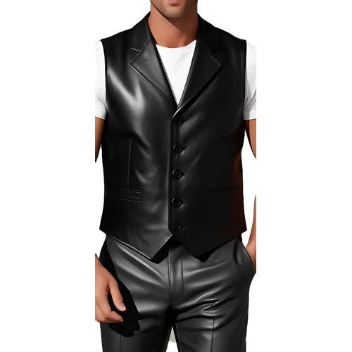 Gilet cuir homme en agneau noir tout cuir modèle Balot