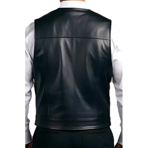 Gilet cuir style reporteur modèle homme en agneau noir modèle Galeo