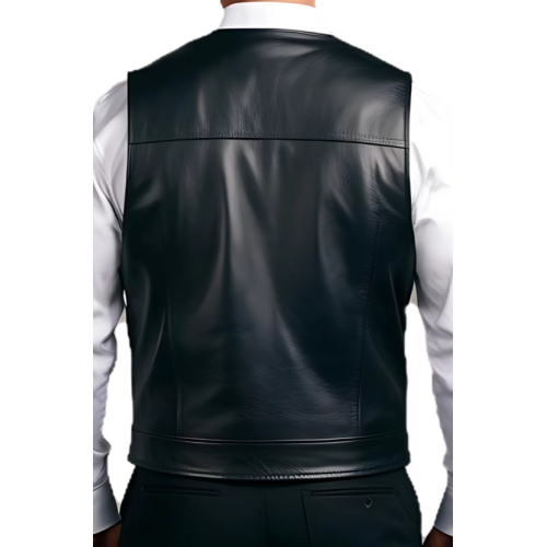 Gilet cuir style reporteur modèle homme en agneau noir modèle Galeo