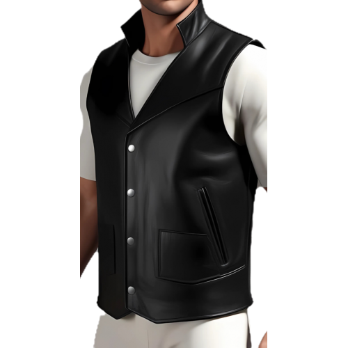 Gilet cuir homme en agneau noir tout cuir modèle Lazaro