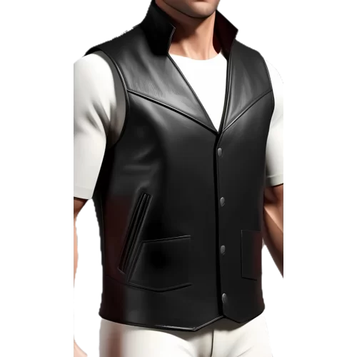 Gilet cuir homme en agneau noir tout cuir modèle Lazaro