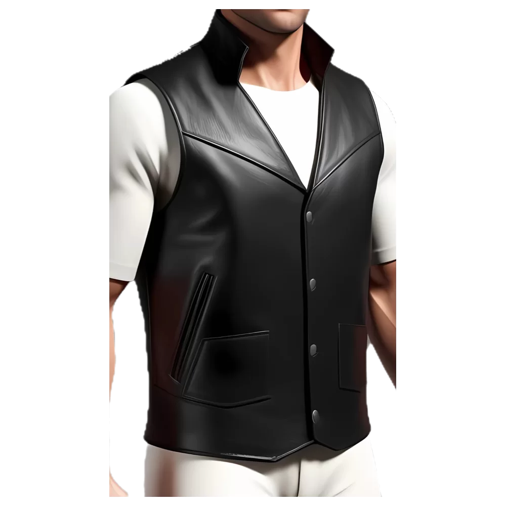 Gilet De Moto En Cuir D'agneau Avec Lacets Pour Homme