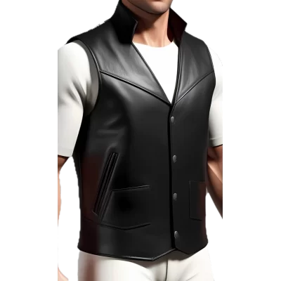 Gilet cuir homme en agneau noir tout cuir modèle Lazaro