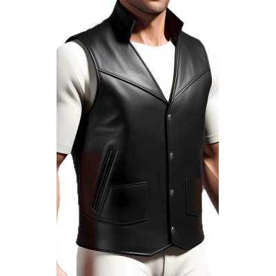 Gilet cuir homme en agneau noir tout cuir modèle Lazaro