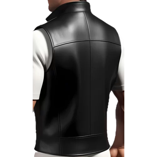 Gilet cuir homme en agneau noir tout cuir modèle Lazaro