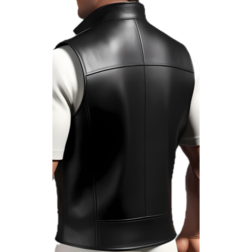 Gilet cuir homme en agneau noir tout cuir modèle Lazaro