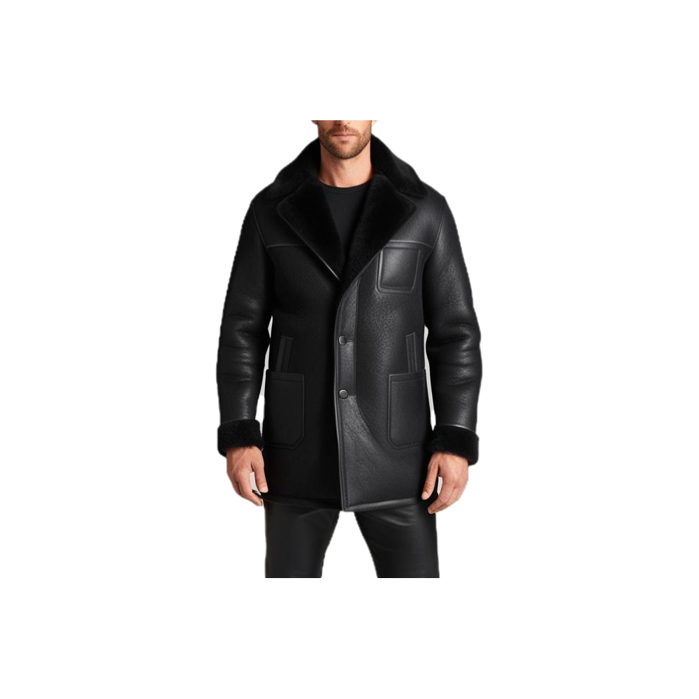 Trois quart homme mouton retourné façon cuir huilé intèrieur mouton  modèle Artémice