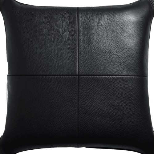 Coussin ou oreiller en cuir vachette noir 50 x 50 cm housse