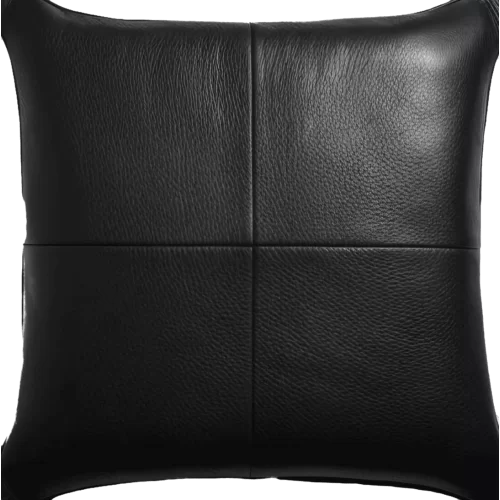 Coussin ou oreiller en cuir vachette noir 50 x 50 cm housse