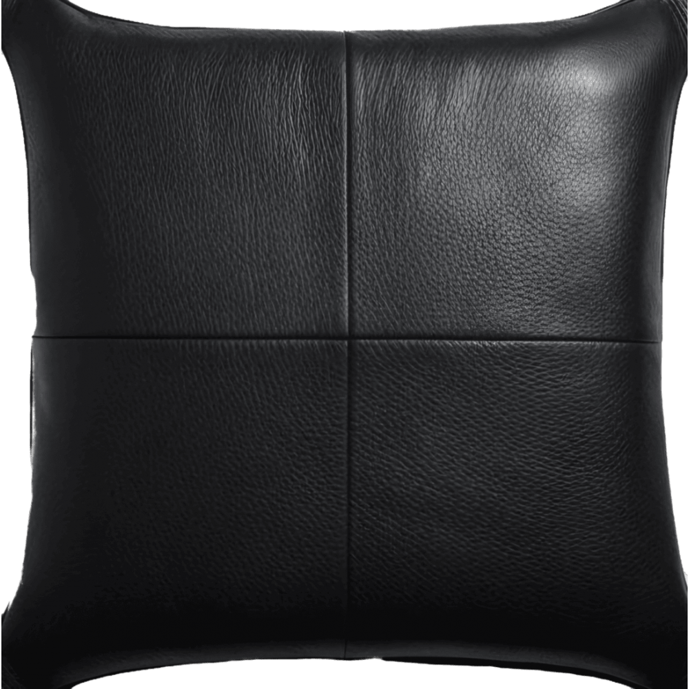 Coussin ou oreiller en cuir vachette noir 50 x 50 cm housse
