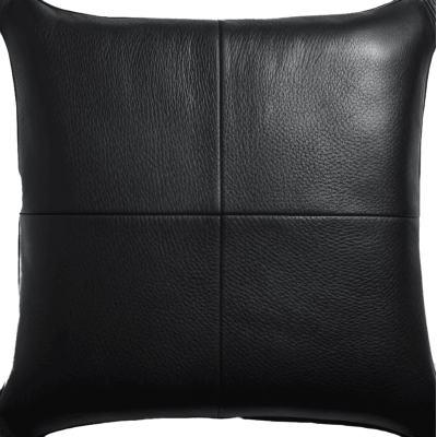 Coussin ou oreiller en cuir vachette noir 50 x 50 cm housse