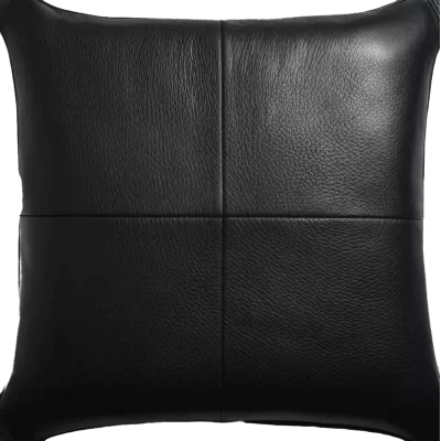 Coussin ou oreiller en cuir vachette noir 50 x 50 cm housse