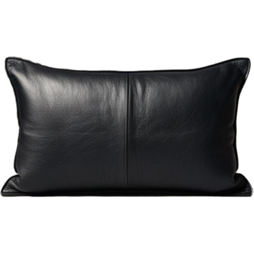 Coussin ou oreiller rectangulaire cuir agneau 50 x 30cm Housse tout cuir recto verso