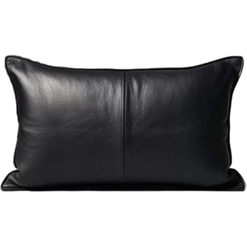 Coussin ou oreiller rectangulaire cuir agneau 50 x 30cm Housse tout cuir recto verso