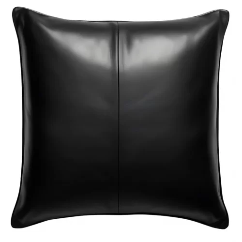 Coussin ou oreiller en cuir agneau 2 couleurs noir et blanc 50 x 50 cm housse ref: 016
