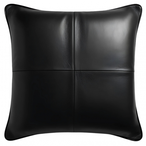 Coussin ou oreiller en cuir agneau 2 couleurs noir et blanc 50 x 50 cm housse ref: 017
