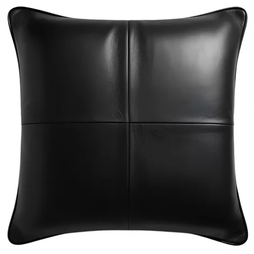 Coussin ou oreiller en cuir agneau 2 couleurs noir et blanc 50 x 50 cm housse ref: 017