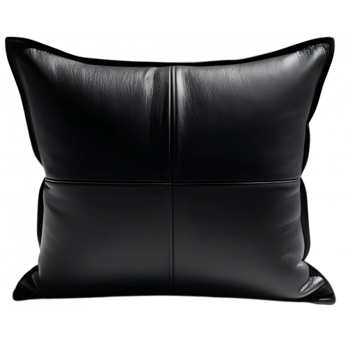 Coussin ou oreiller en cuir agneau 2 couleurs noir et blanc 50 x 50 cm housse ref: 020