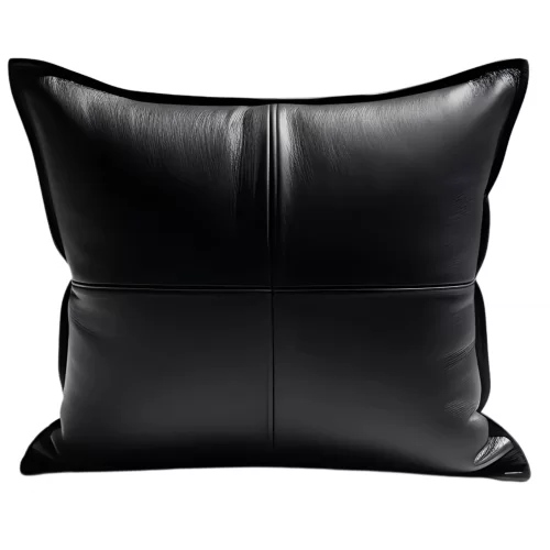 Coussin ou oreiller en cuir agneau 2 couleurs noir et blanc 50 x 50 cm housse ref: 020