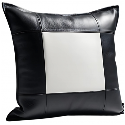 Coussin ou oreiller en cuir agneau 2 couleurs noir et blanc 50 x 50 cm housse ref: 020