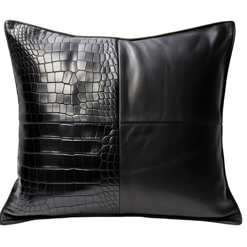 Coussin cuir de crocodile véritable ou vachette impression crocodile 105€ devant et arrière en vachette plongée 45 x 45 ref: 23