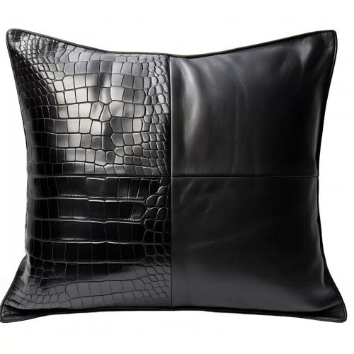 Coussin cuir de crocodile véritable ou vachette impression crocodile 105€ devant et arrière en vachette plongée 45 x 45 ref: 23