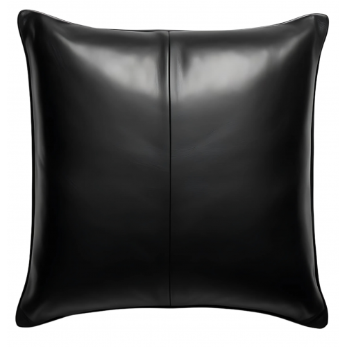 Coussin ou oreiller réversible en cuir d'agneau épais noir et agneau blanc 45 x 45 cm housse ref: 025