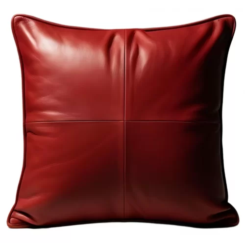 Coussin ou oreiller réversible en cuir agneau 2 couleurs noir et rouge 45 x 45 cm housse ref: 026