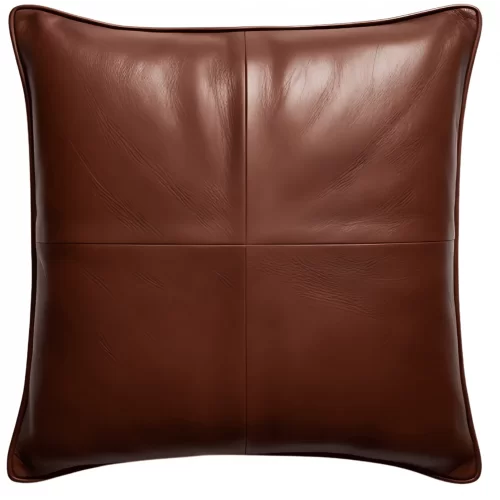 Coussin ou oreiller réversible en cuir agneau 2 couleurs noir et marron 45 x 45 cm housse ref: 027