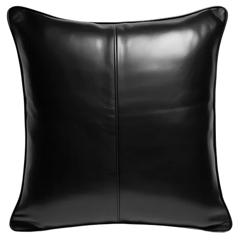 Coussin ou oreiller en cuir agneau 2 couleurs noir et argent 45 x 45 cm housse ref: 031