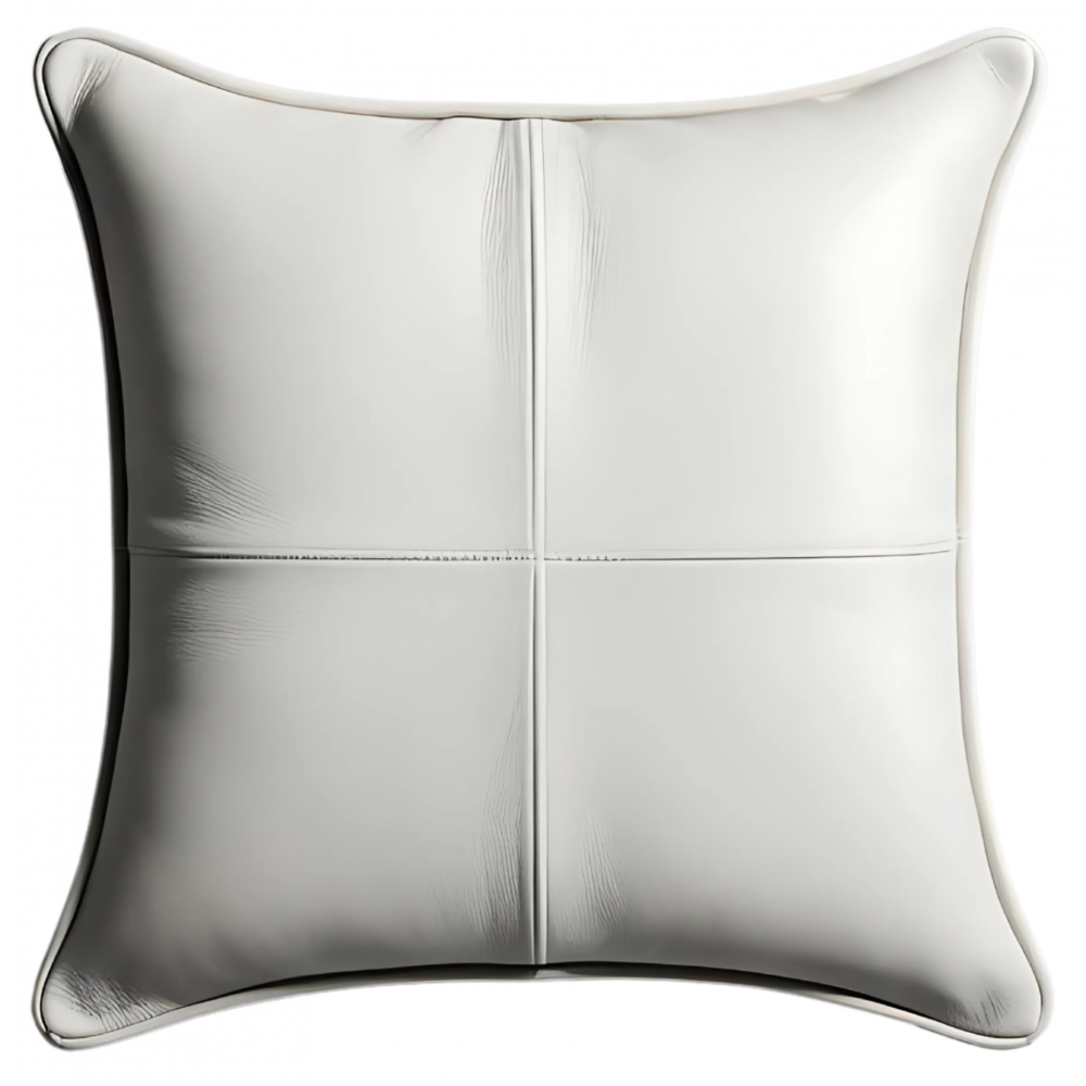 Coussin ou oreiller en cuir agneau 2 couleurs noir et argent 45 x 45 cm housse ref: 034