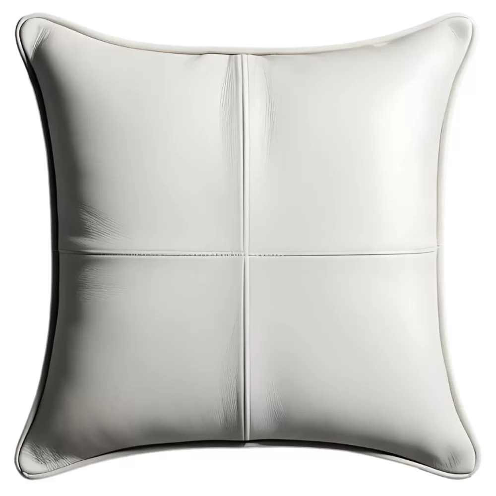 Coussin ou oreiller en cuir agneau 2 couleurs noir et argent 45 x 45 cm housse ref: 034