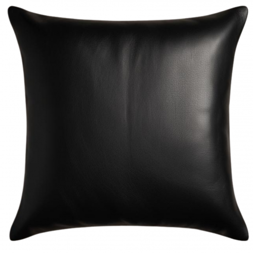 Coussin ou oreiller en cuir agneau 2 couleurs noir  45 x 45 cm housse ref: 005