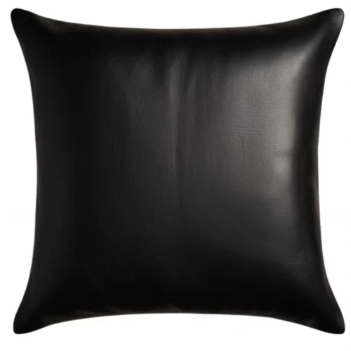 Coussin ou oreiller en cuir agneau 2 couleurs noir 45 x 45 cm housse ref: 005