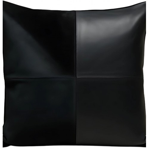 Coussin ou oreiller en cuir agneau 2 couleurs et 2 matières agneau cuir et veau velours 45 x 45 cm housse ref: 007