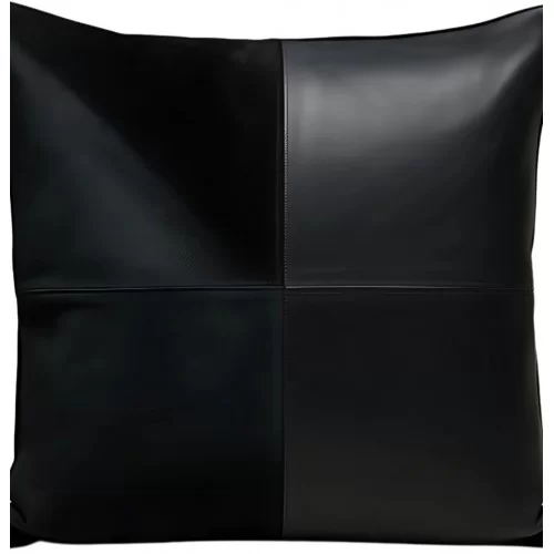 Coussin ou oreiller en cuir agneau 2 couleurs et 2 matières agneau cuir et veau velours 45 x 45 cm housse ref: 007