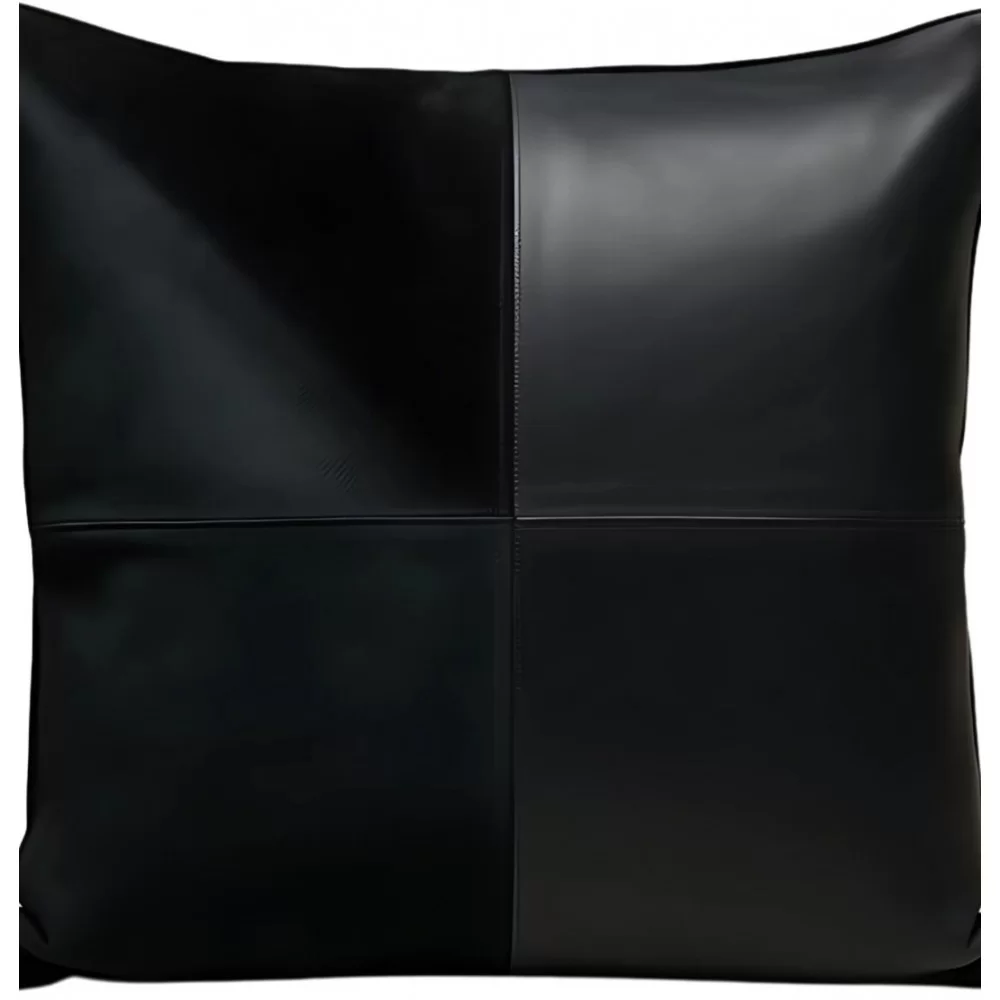 Coussin ou oreiller en cuir agneau 2 couleurs et 2 matières agneau cuir et veau velours 45 x 45 cm housse ref: 007