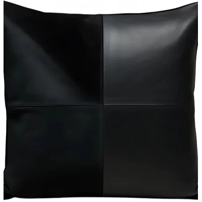 Coussin ou oreiller en cuir agneau 2 couleurs et 2 matières agneau cuir et veau velours 45 x 45 cm housse ref: 007