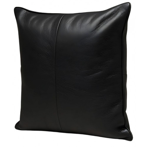 Coussin ou oreiller en cuir agneau 2 couleurs et 2 matières agneau cuir et veau velours 45 x 45 cm housse ref: 007