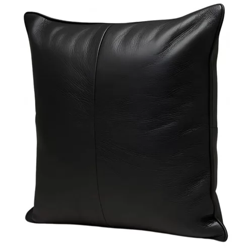 Coussin ou oreiller en cuir agneau 2 couleurs et 2 matières agneau cuir et veau velours 45 x 45 cm housse ref: 007