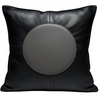 Coussin ou oreiller en cuir de vachette noire et grise 45 x 45 cm housse ref: 042